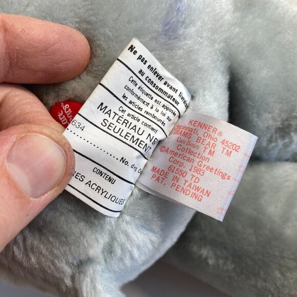 Vintage 1983 Kenner Care Bears Grams BEAR 15" Plush 80s Grandma Gran Gray - Picture 12 of 12